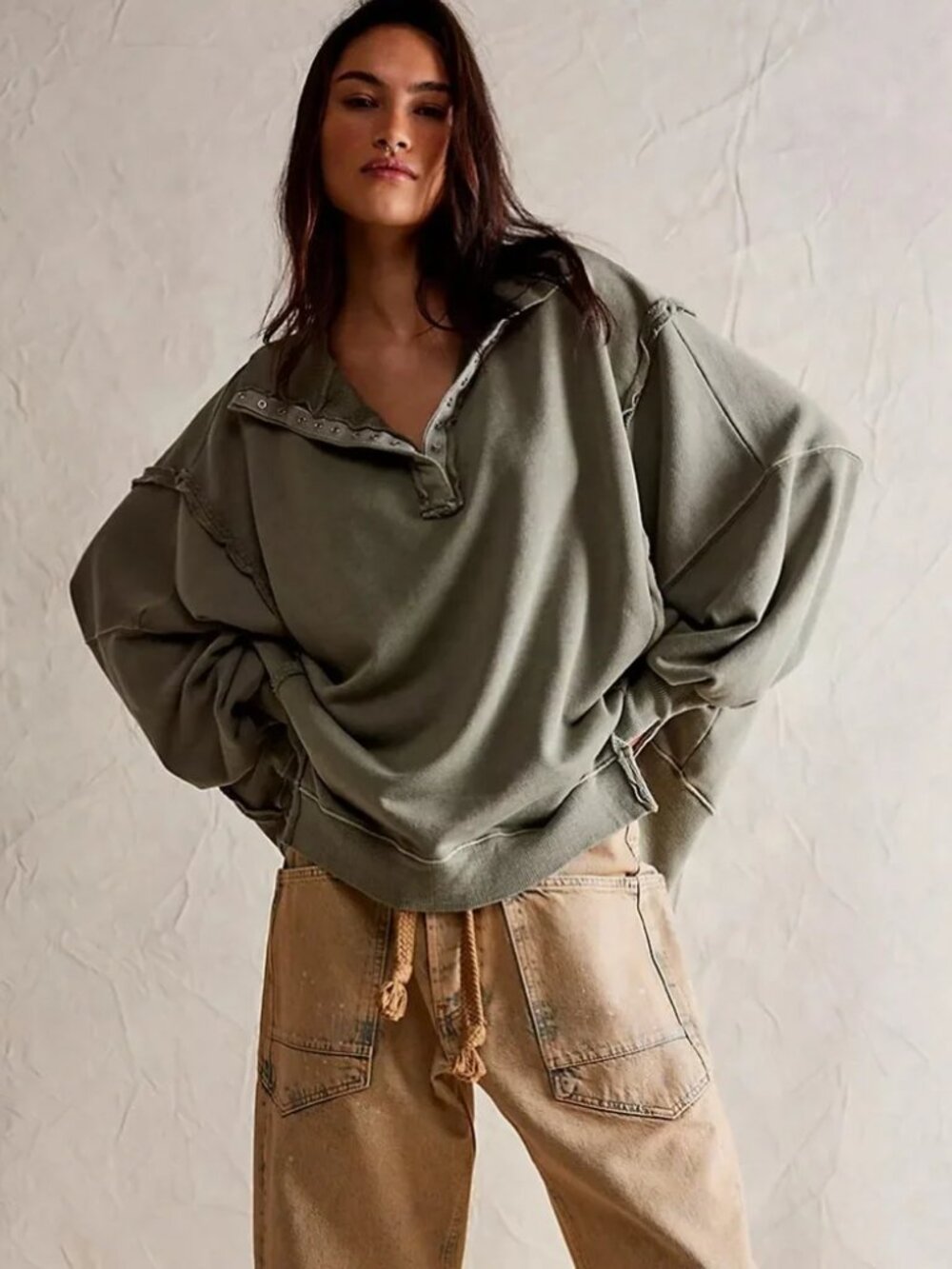 Free People We The Free Camden Henley Sweatshirt M